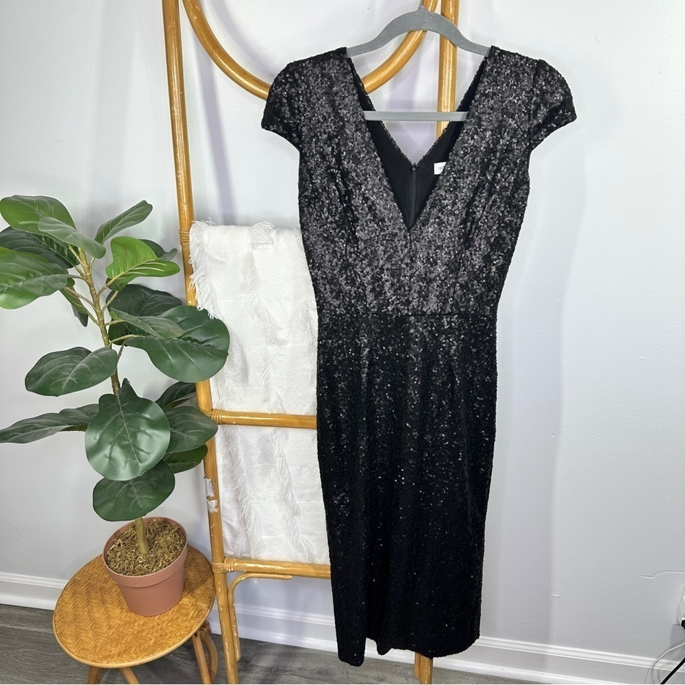 Dress The Population Sequin Black Gown Dress sz S